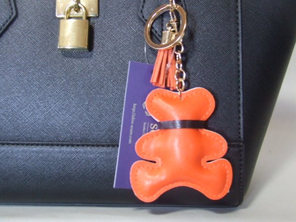 画像5: 高級感ある合皮バッグチャーム（くま）ストラップ／オレンジ (5)