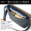画像3: シンプルレザーかっこいいＡ４ファイル対応合皮ショルダーバッグ／ネイビー (3)
