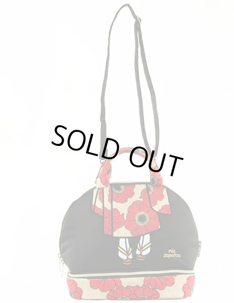 画像6: 着物柄リュック＆ショルダー＆手提げレディースラウンド型3WAYバッグ／ベージュ (6)