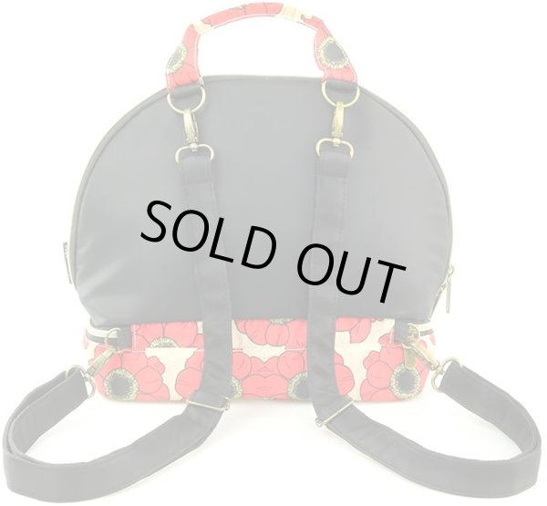 画像3: 着物柄リュック＆ショルダー＆手提げレディースラウンド型3WAYバッグ／ベージュ (3)