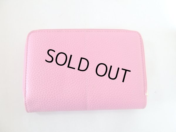 画像2: ＜訳あり＞ビビットピンク花柄裏地レディース合成皮革ラウンドファスナー二つ折り財布 (2)