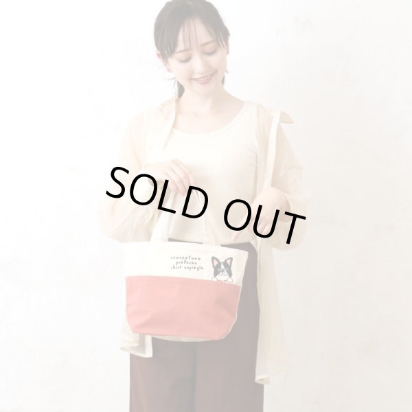 画像4: 親子パンダ刺繍のぞきポケット帆布ミニトートバッグ (4)