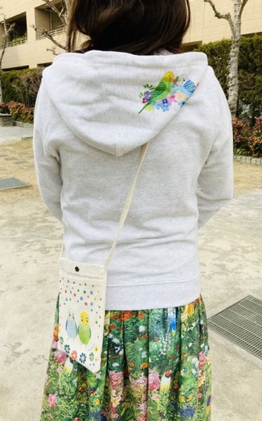 画像7: チワワとフラワー綺麗なパステル色合いの帆布サコッシュバッグ (7)