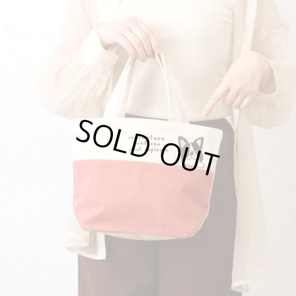 画像3: 親子パンダ刺繍のぞきポケット帆布ミニトートバッグ (3)