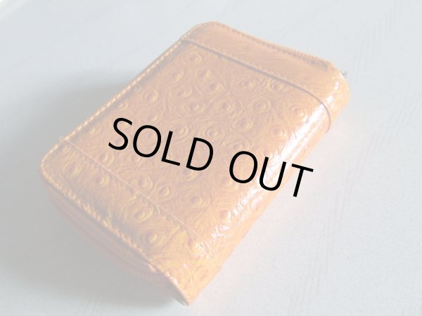 画像3: ＜訳あり＞レディースオーストリッチ風合成皮革ラウンドファスナー二つ折り財布／オレンジ (3)