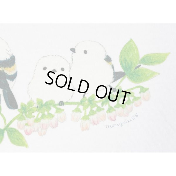 画像3: ブルーベリーの花とシマエナガかわいい小鳥プリント帆布サコッシュバッグ/横型 (3)