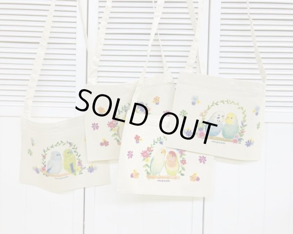 画像5: セキセイインコ綺麗なパステル調色合いの帆布サコッシュバッグ/横型 (5)