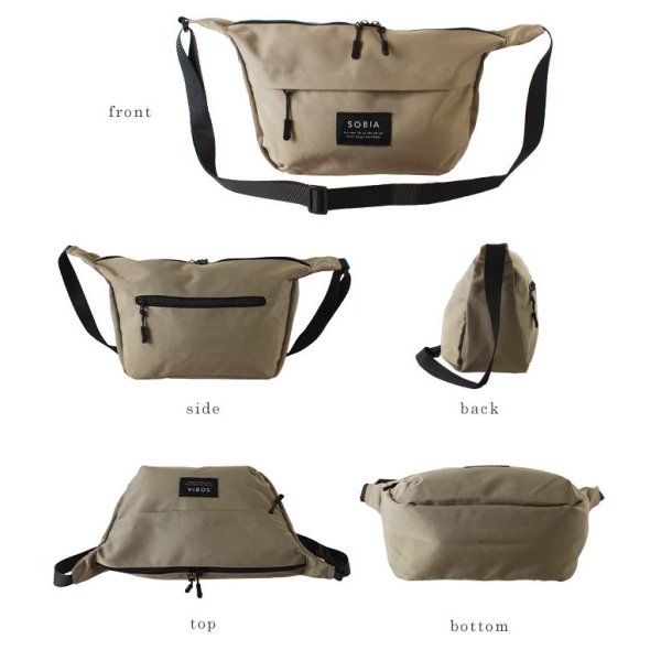 画像5: シンプルなデザイン軽量はっ水舟形ショルダーバッグ(カーキ） (5)