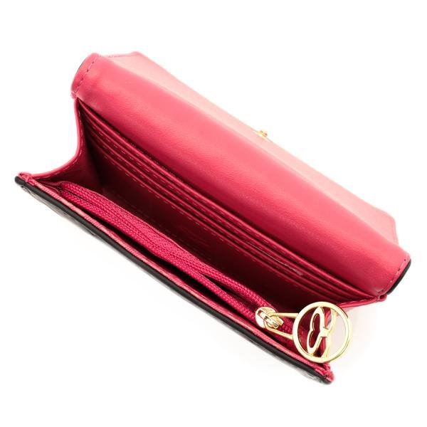 画像2: サボイ(SAVOY)牛革にオリジナルのモノグラム柄を型押ししたミニサイズ財布レディース/ブラックピンク (2)