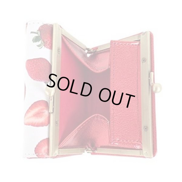 画像6: FLAPPER（フラッパー）美味しそうなイチゴの総柄プリントが可愛いミニがま口財布/ホワイト (6)