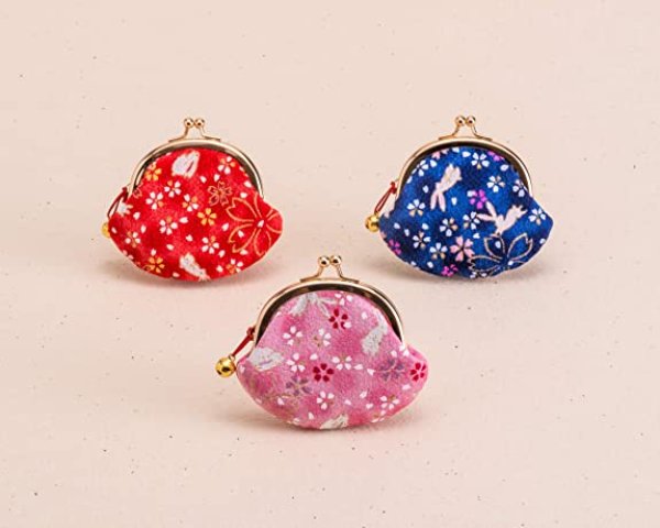 画像7: 京友禅うさぎ柄 鈴付き2.6寸レディース手のひらサイズのがま口財布／緑（日本製） (7)