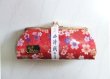 画像1: 西陣織5.0寸親子がま口財布/赤桜（日本製） (1)