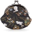 画像1: 西陣織2.6寸レディース手のひらサイズのがま口財布箱入り／露芝黒 （日本製） (1)
