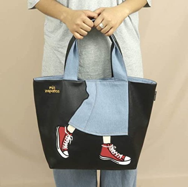 画像5: 合皮ロングスカート柄トートバッグ 【mis zapatos】/カーキ (5)