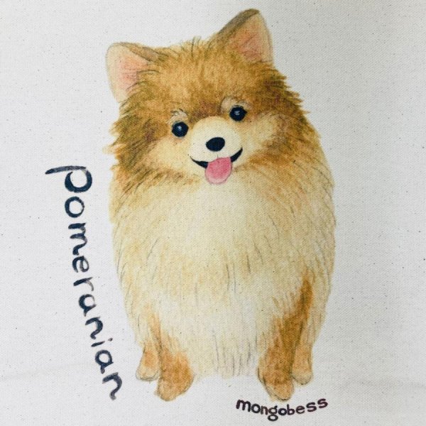 画像2: ポメラニアン☆パステル調やさしい色合いの帆布トートバッグ (2)