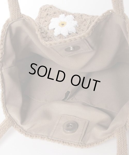 画像5: かわいいフラワークロシェトートバッグ/ネイビー (5)