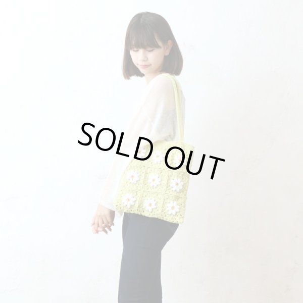 画像7: かわいいフラワークロシェトートバッグ/ネイビー (7)