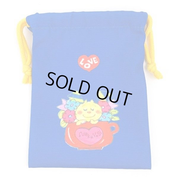 画像4: 水森亜土レトロポップな色鮮やかな巾着マド／ブルー (4)