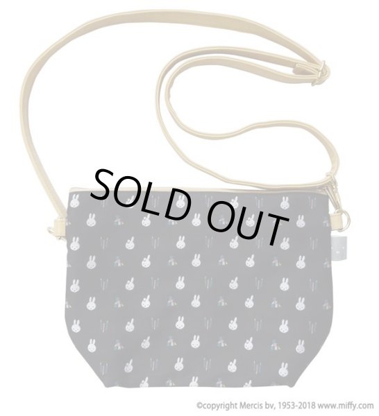 画像3: ミッフィージャガード織 ショルダー付き２wayポーチ/ブラック (3)