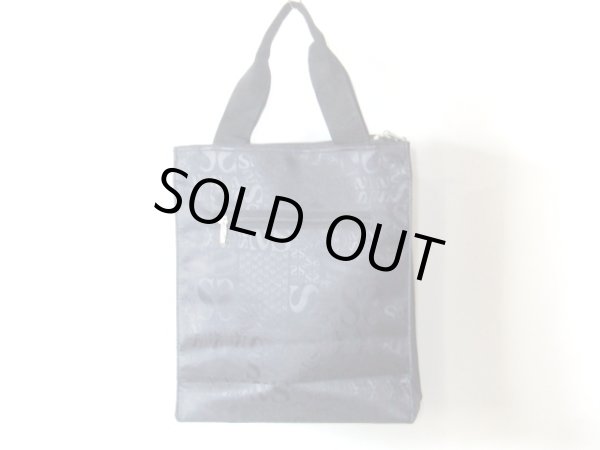 画像2: ＜訳あり＞３室式ジャガード織トートバッグＡ４/ブラック（英字） (2)