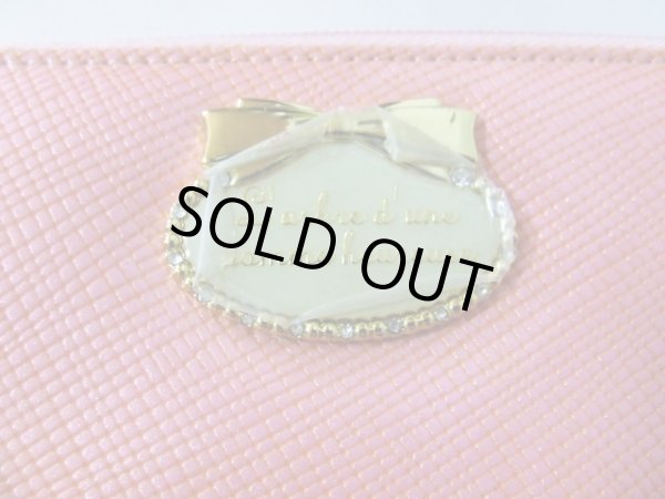 画像3: （訳あり）エナメルリボンモチーフのかわいいラウンド長財布/サーモンピンク (3)