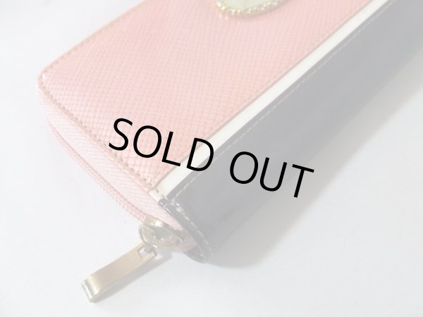 画像6: （訳あり）エナメルリボンモチーフのかわいいラウンド長財布/サーモンピンク (6)