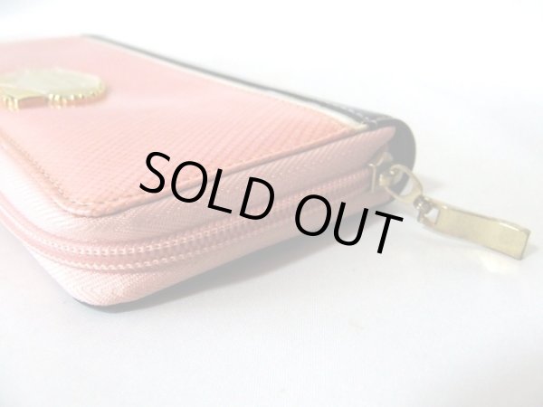 画像4: （訳あり）エナメルリボンモチーフのかわいいラウンド長財布/サーモンピンク (4)