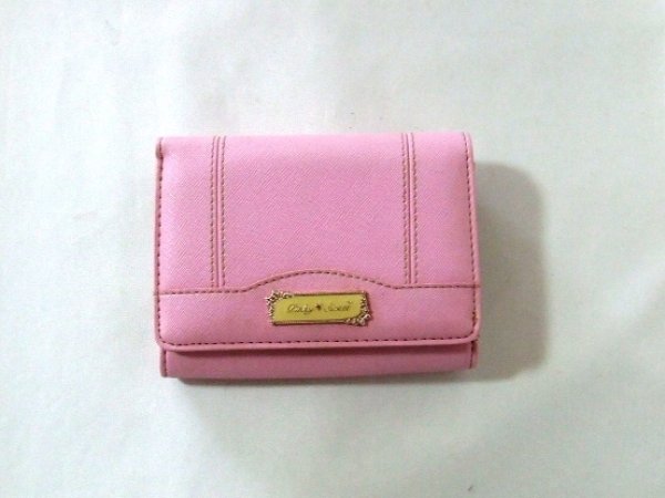 画像1: ＜訳あり＞＜値下げ＞PINKY ♡SWEET合成皮革二つ折り財布／ピンク (1)