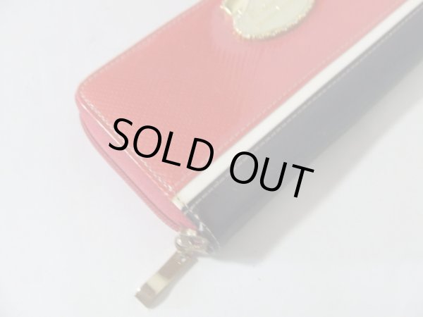 画像5: （訳あり）エナメルリボンモチーフのかわいいラウンド長財布/レッド (5)