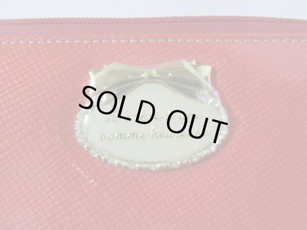 画像4: （訳あり）エナメルリボンモチーフのかわいいラウンド長財布/レッド (4)