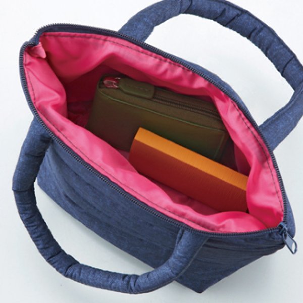 画像6: 軽量デニムプリントキルティングミニバッグ/ネイビー (6)