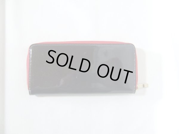 画像2: （訳あり）エナメルリボンモチーフのかわいいラウンド長財布/レッド (2)