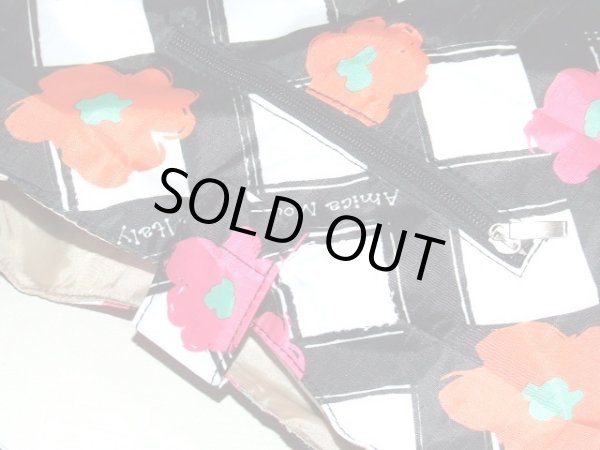 画像3: 【訳あり】<超お買得＞フラワーチェック携帯エコバッグ/ブラック (3)