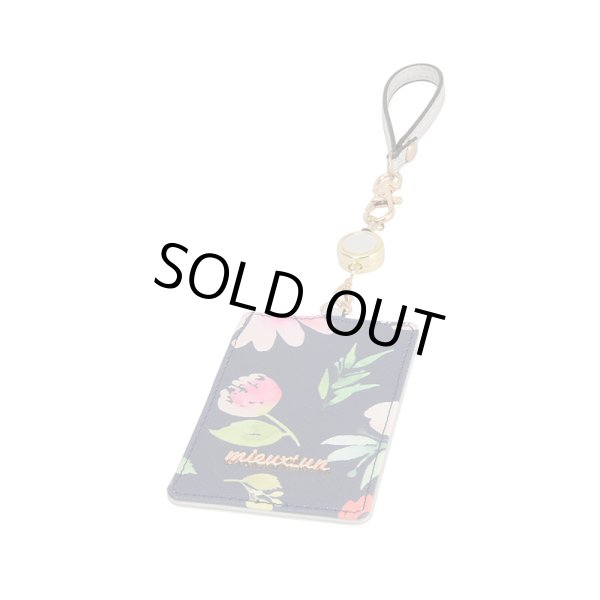 画像2: 可愛らしくおしゃれな花柄のリール付きシングルICカードケース/ブルー (2)