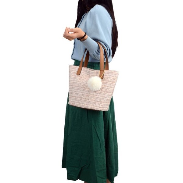 画像6: ツイード素材バケツ型手提げハンドバッグ【マガトVI】ファーチャーム付き/ブラック  (6)