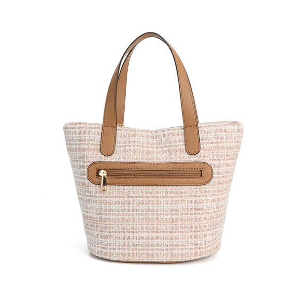 画像2: ツイード素材バケツ型手提げハンドバッグ【マガトVI】ファーチャーム付き/ブラック  (2)