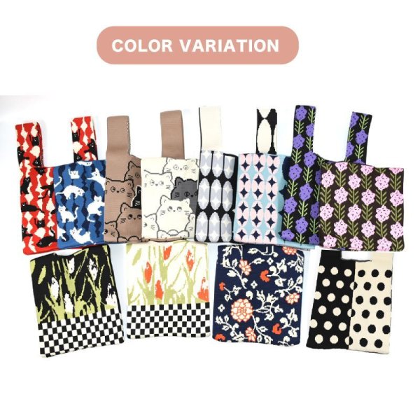 画像17: ＜値下げ＞人気おしゃれでかわいいカジュアル 軽量小さめニットバッグ（６柄有） (17)