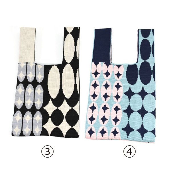 画像4: ＜値下げ＞人気おしゃれでかわいいカジュアル 軽量小さめニットバッグ（６柄有） (4)