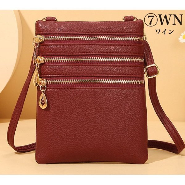 画像16: 機能的で使いやすい３ポケット軽量薄型ミニショルダーバッグ（５色有） (16)