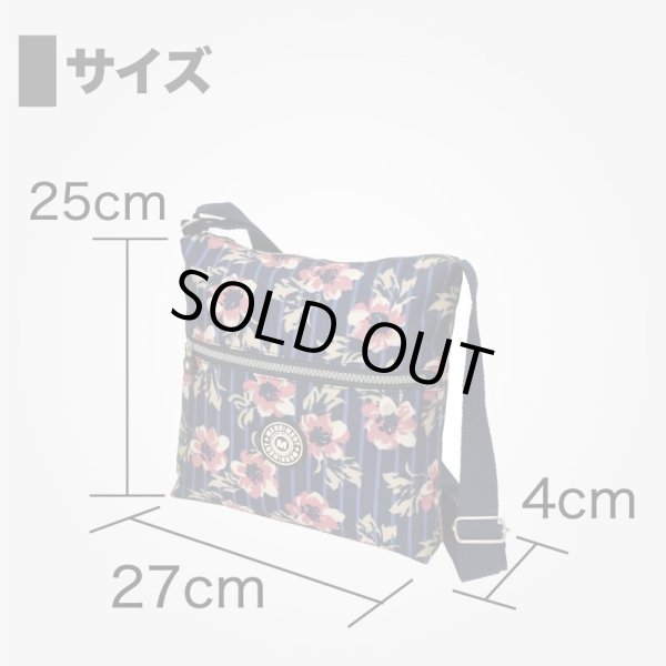 画像3: フラワープリント５ポケット軽量薄型ミニショルダーバッグ（２色有） (3)