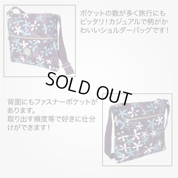 画像2: フラワープリント５ポケット軽量薄型ミニショルダーバッグ（２色有） (2)