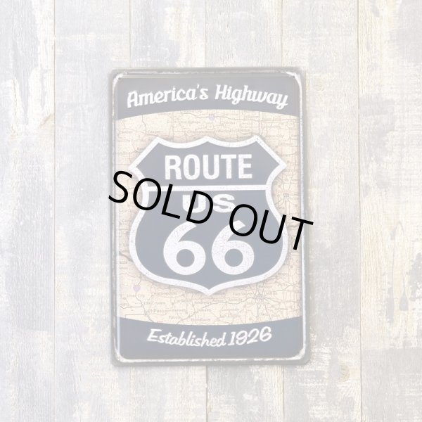 画像2: アンティークメタルエンボスプレート　S  [ROUTE US66 BL] (2)