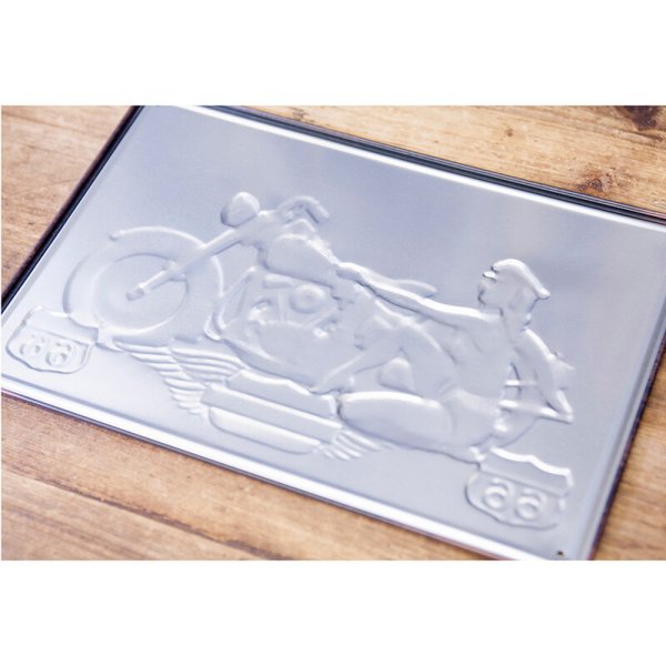 画像7: アンティークメタルエンボスプレート　S  [RIDE WITH WIND]＜バイク＞ (7)
