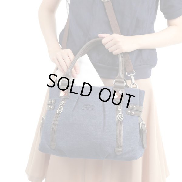 画像8: サボイ(SAVOY)おしゃれでシンプルデザインデニム地2WAYバッグ (8)