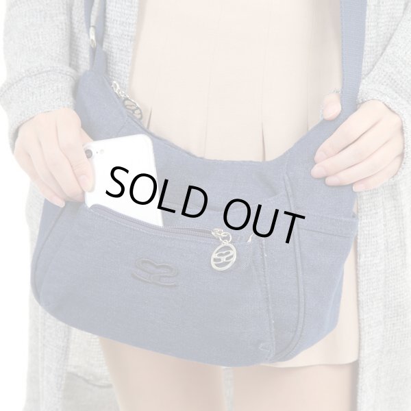 画像9: サボイSAVOY前ポケット２つ付きしっかり感のあるデニム地ショルダーバッグ (9)