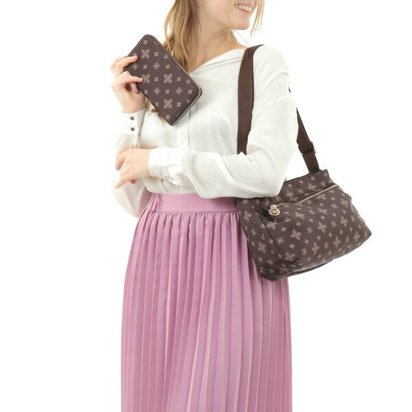 画像6: サボイ(SAVOY)フラワーモノグラム柄長財布レディース/ブラウンイエロー (6)