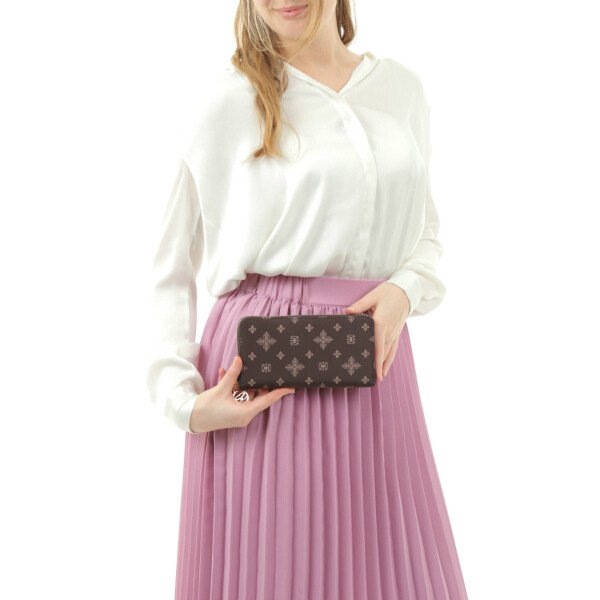 画像7: サボイ(SAVOY)フラワーモノグラム柄長財布レディース/ブラウンイエロー (7)