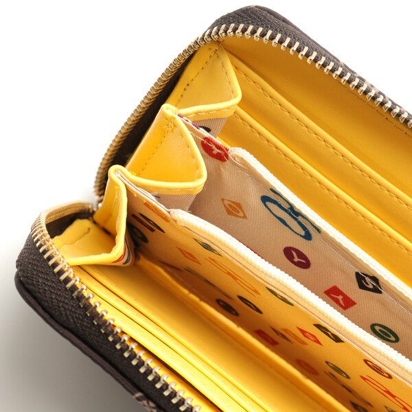 画像3: サボイ(SAVOY)フラワーモノグラム柄長財布レディース/ブラウンイエロー (3)