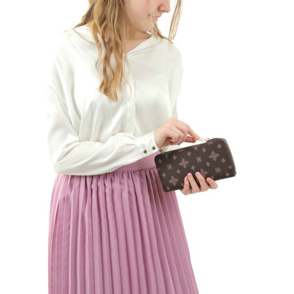 画像9: サボイ(SAVOY)フラワーモノグラム柄長財布レディース/ブラウンイエロー (9)