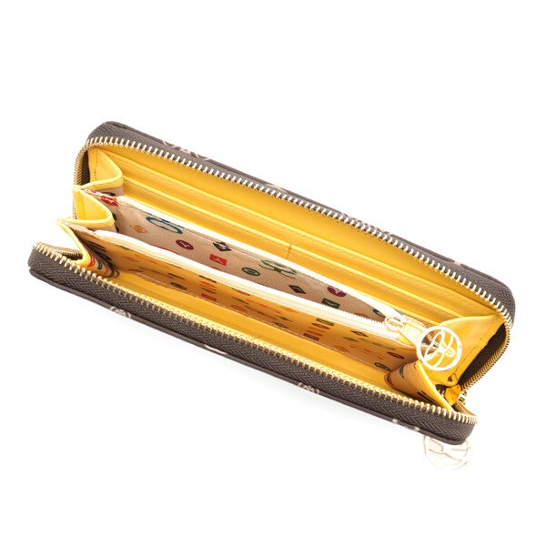 画像2: サボイ(SAVOY)フラワーモノグラム柄長財布レディース/ブラウンイエロー (2)